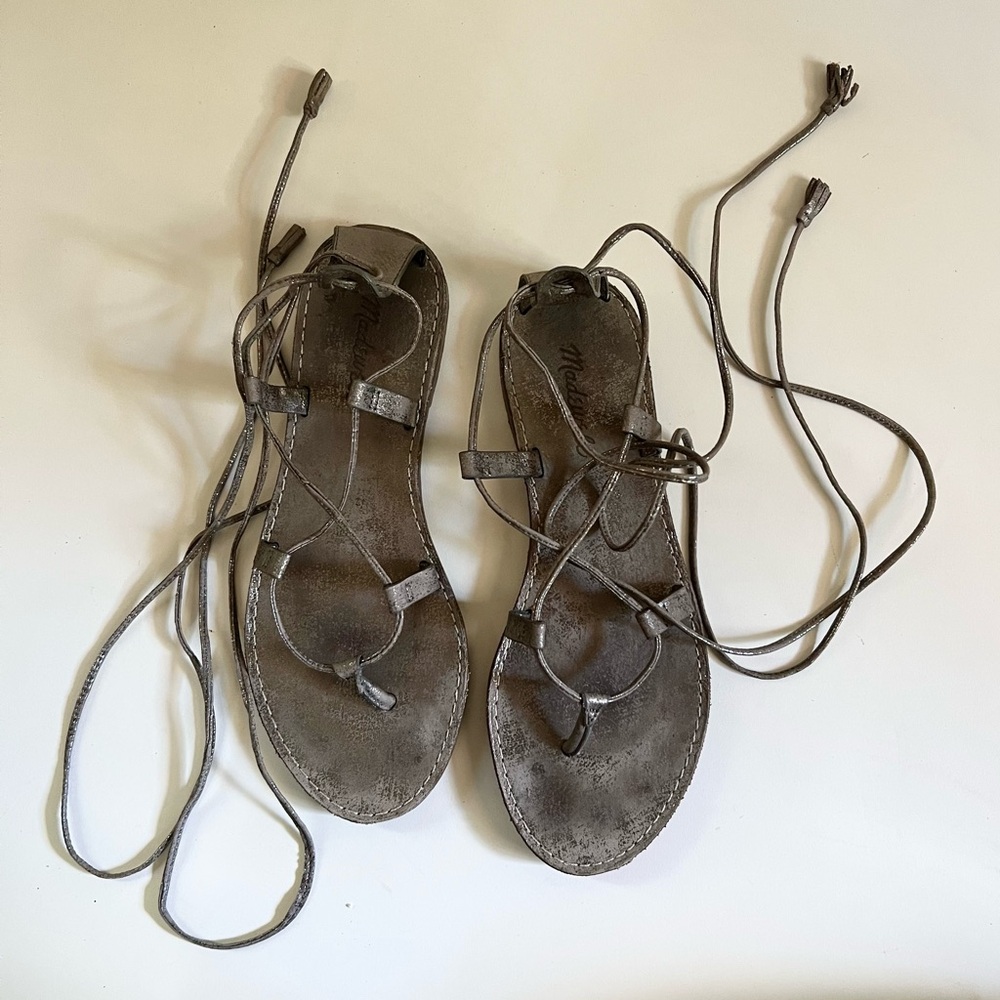 Madewell Sandals Gladiator Strappy  size 7.5 metallic gray